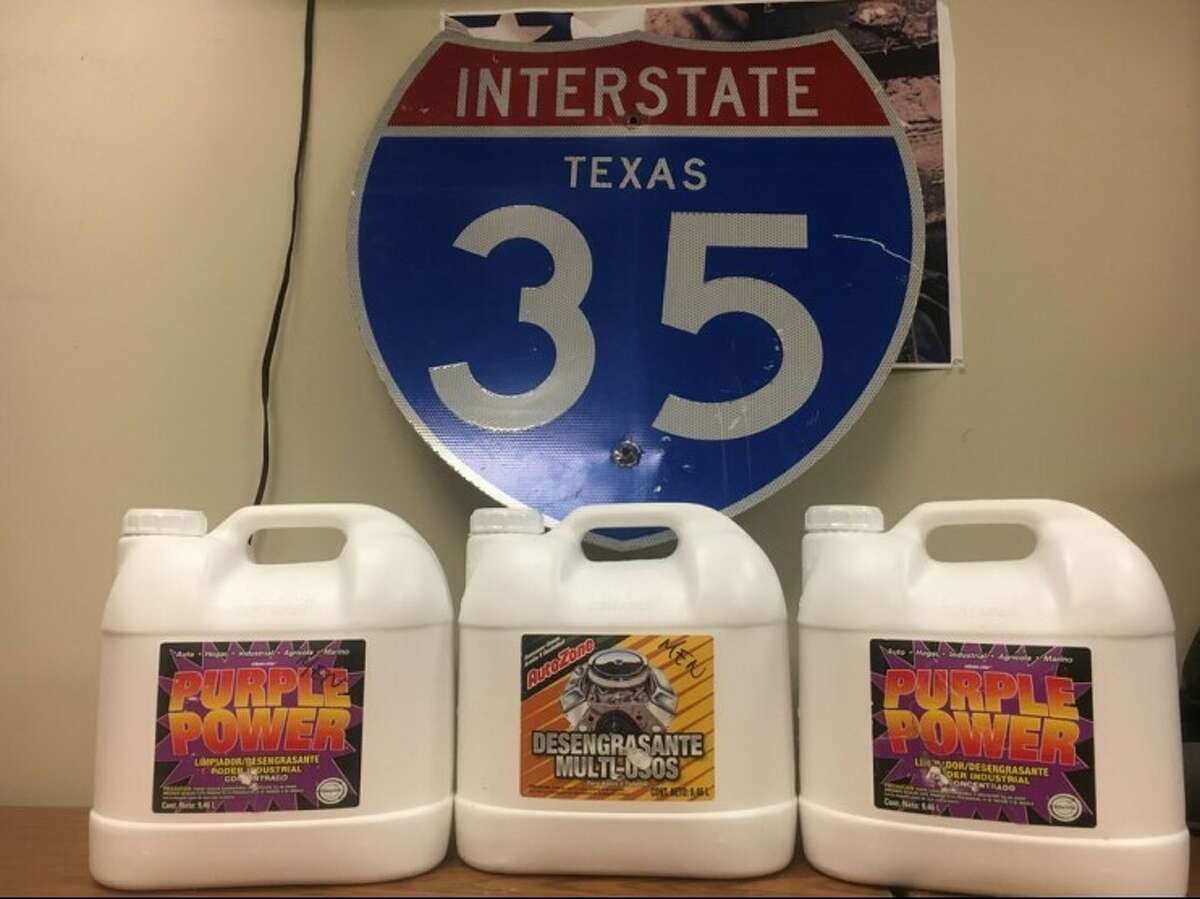 A total of 75 pounds of liquid meth was discovered hidden in cleaning jugs July 12, 2017 in Austin, police there said.
