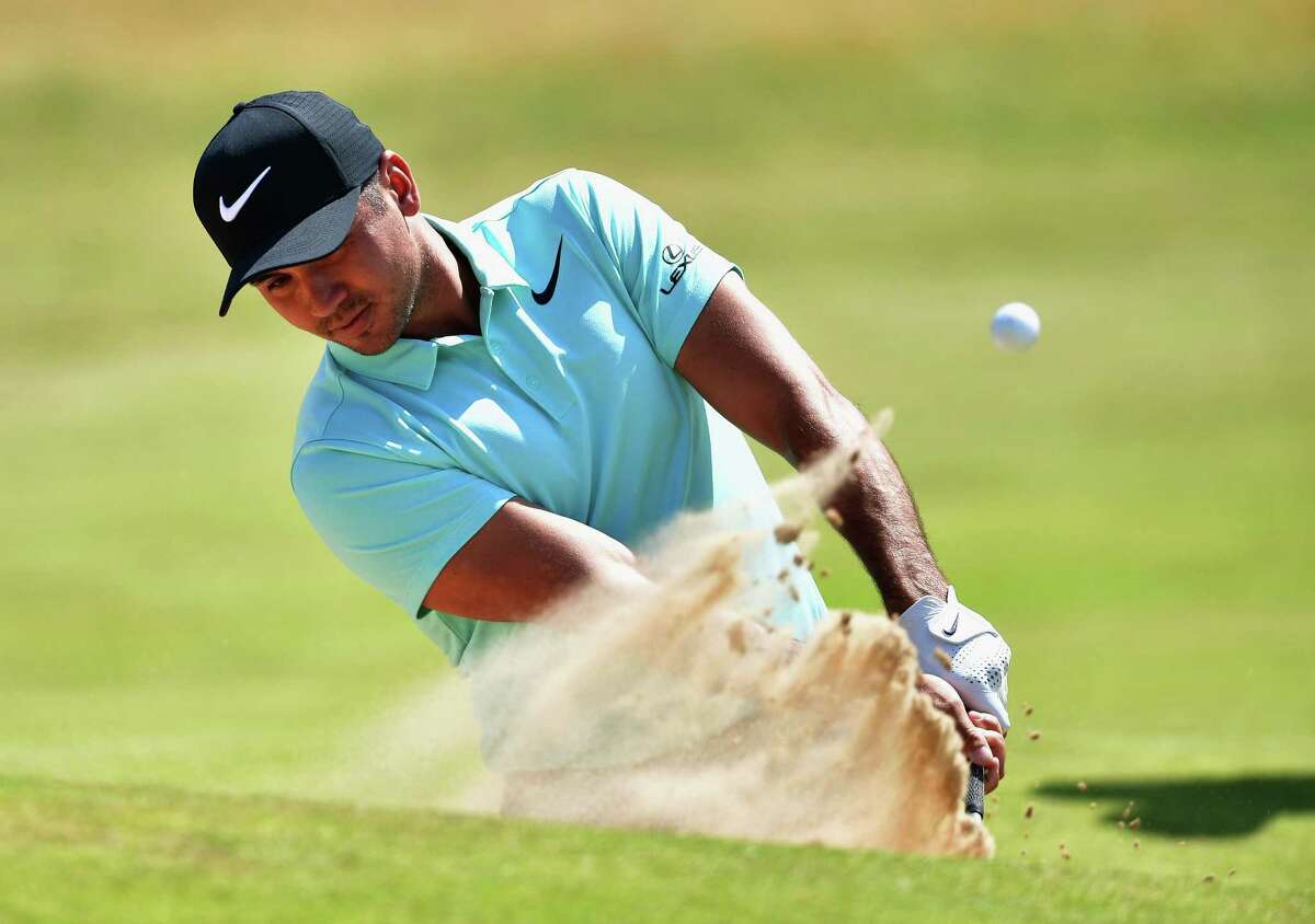 SOUTHPORT, ENGLAND - JULY 18: Jason Day of Australia hits a bunker shot during a practice round prior to the 146th Open Championship at Royal Birkdale on July 18, 2017 in Southport, England. (Photo by Stuart Franklin/Getty Images)