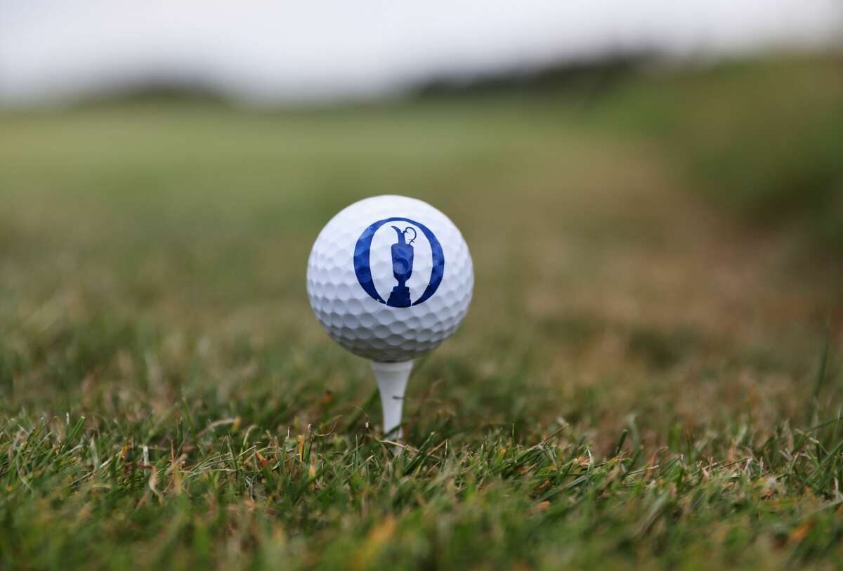 SOUTHPORT, ENGLAND - JULY 19: An official Open logo golf ball on a tee during a practice round prior to the 146th Open Championship at Royal Birkdale on July 19, 2017 in Southport, England. (Photo by Christian Petersen/Getty Images)