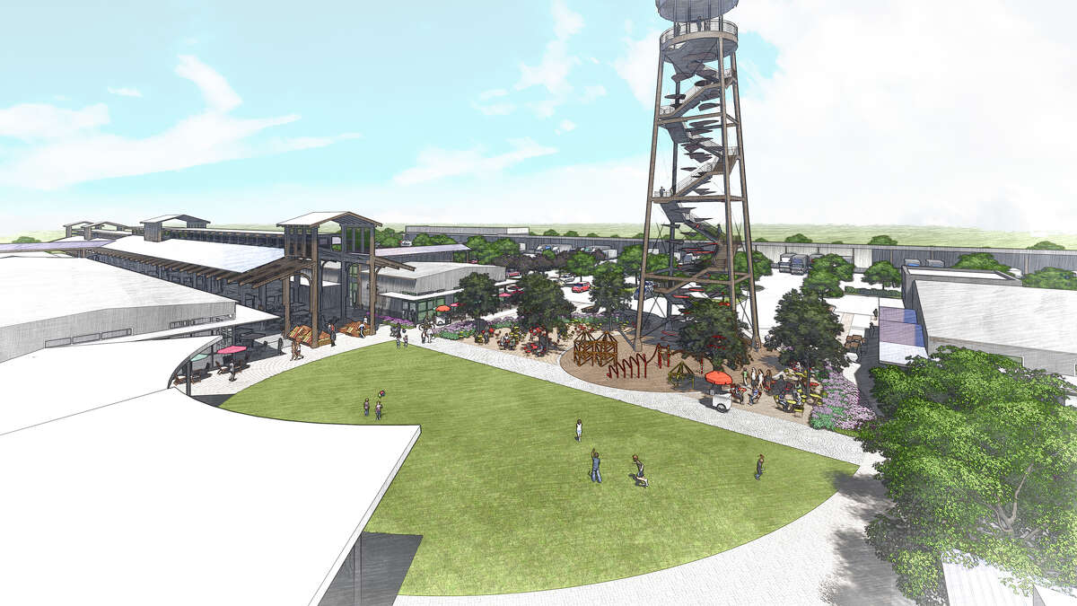 Rendering of the redeveloped Heights-area farmers market on Airline Drive.