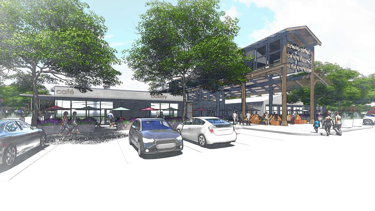 Rendering of the redeveloped Heights-area farmers market on Airline Drive.