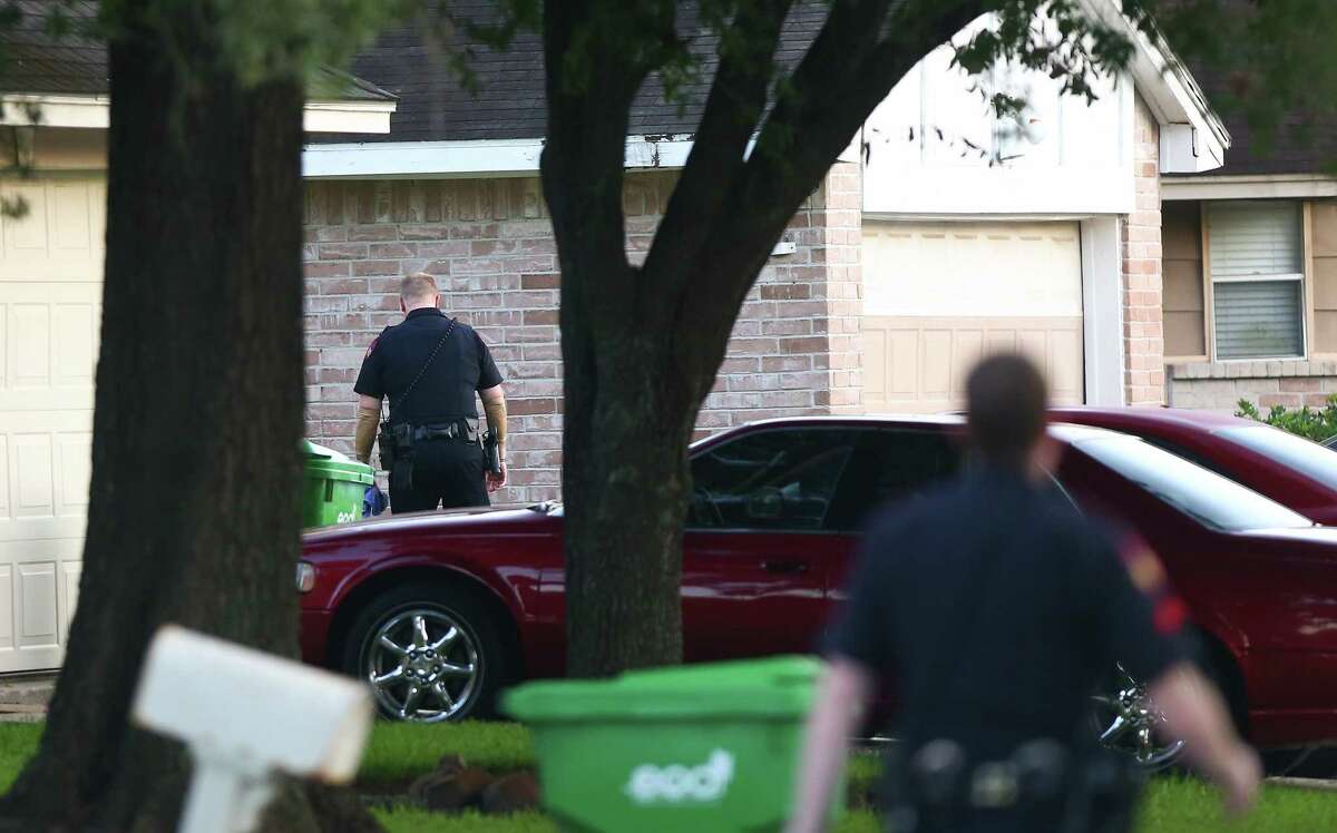 Harris County Precinct 4 Constable officers investigated the scene of a homicide on the 20000 block of River Brook Drive Thursday, July 20, 2017, in Houston.