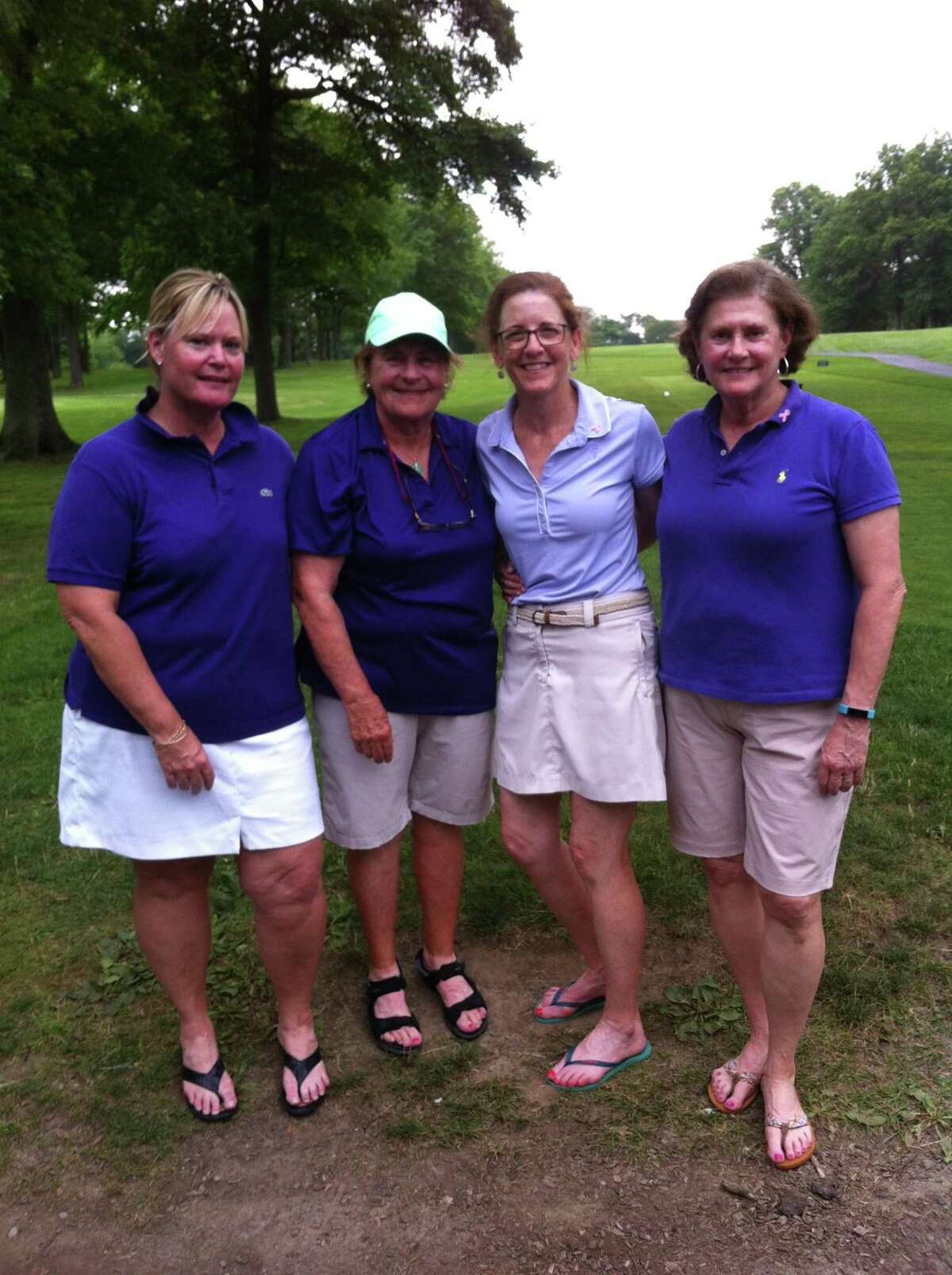 From left to right, Sukie McFadden, Angela Tammaro, Julia Guggenheimer and Leslie Cooper earned low gross honors at the Swing Fore Hope Tournament Thursday at Griffith E. Harris Golf Course. Presented by the Greenwich Women’s Golf Club, the tournament benefited Kids in Crisis.