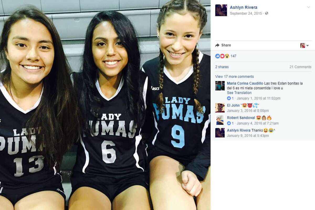 Ashlyn Rivera (middle) was airlifted to a San Antonio hospital on Thursday after falling from a moving pickup truck.