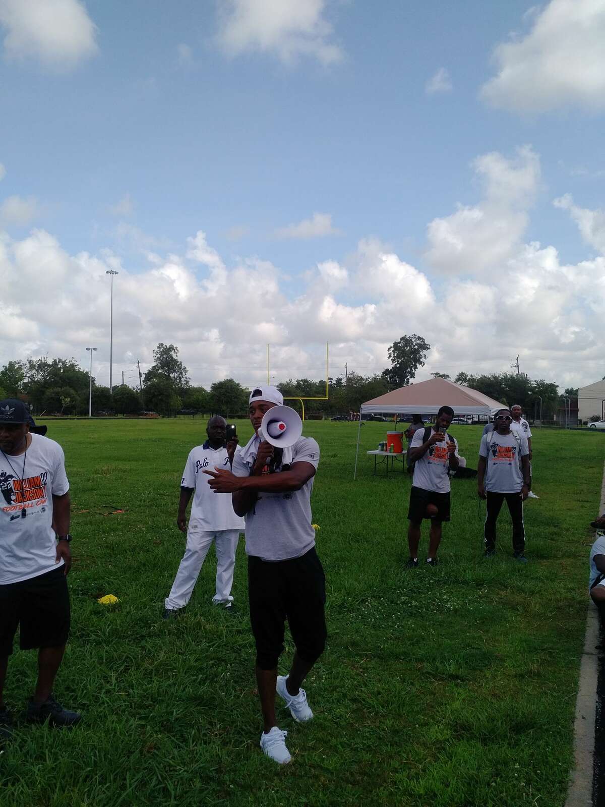 Former University of Houston star William Jackson had a free youth football camp at Wheatley High School.