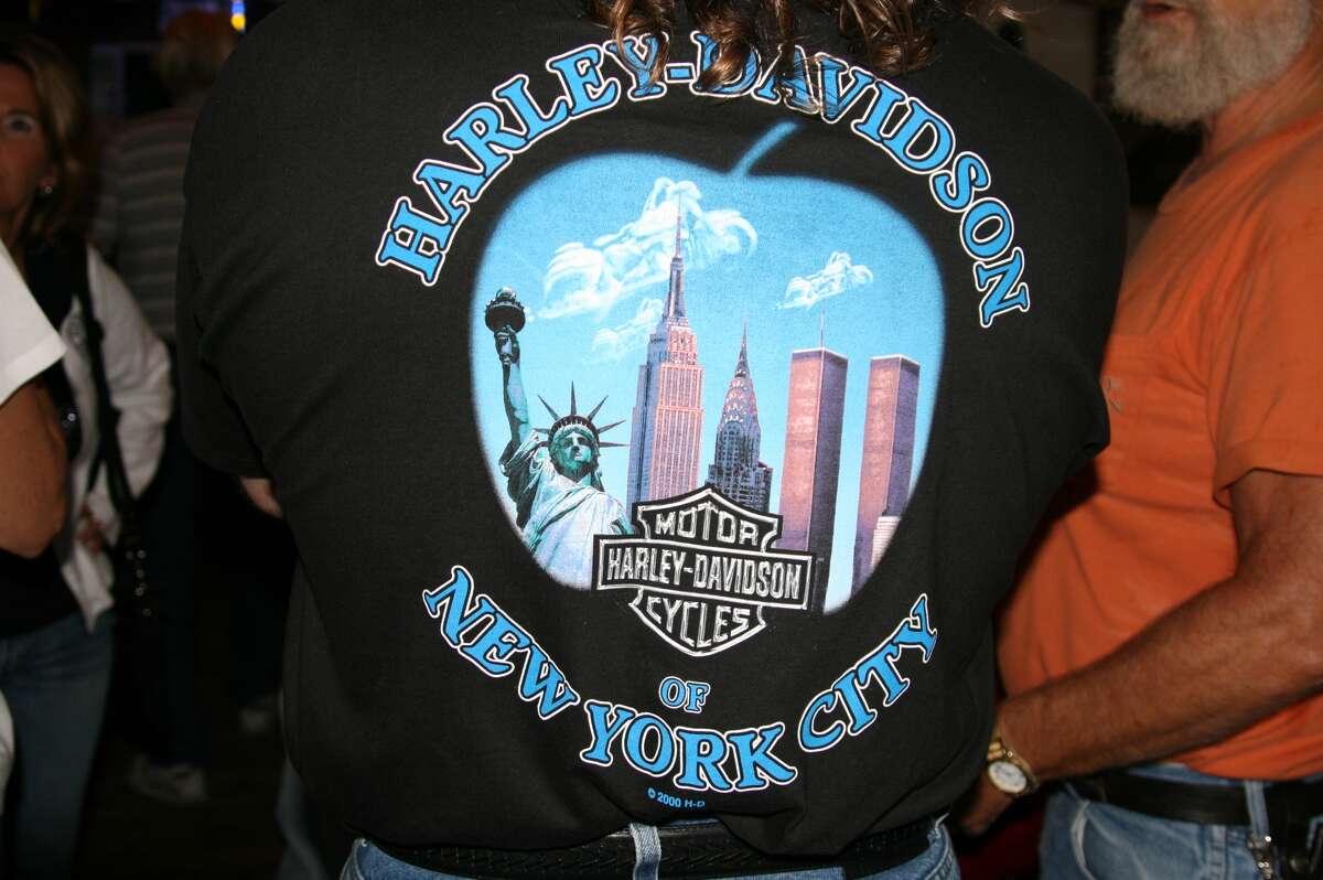 A couple of years after the first ride, the motorcyclists in the 9/11 Memorial Riders of Black Cat Ridge, Texas donned these t-shirts from the Harley Davidson in New York City which Kingwood resident Russell Rosser picked up while there on a trip.