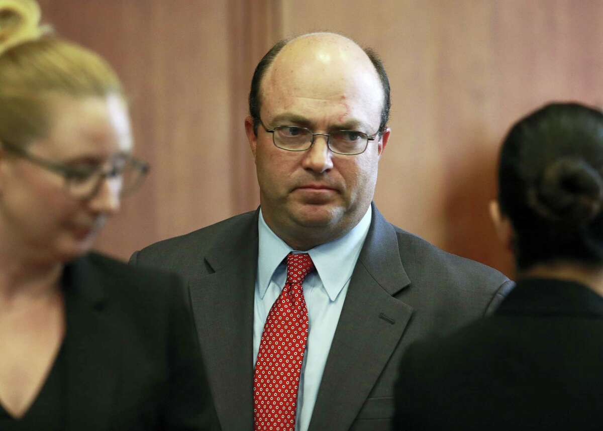 (Matt West/The Boston Herald via AP, Pool) First assistant district attorney Patrick Haggan, representing the state, looks on during a pre-trial hearing for Aaron Hernandez, the former New England Patriots NFL football player, at Suffolk Superior Court, Tuesday, Aug. 16, 2016, in Boston. Judge Jeffrey Locke has set a trial date in February for Hernandez in a double murder case against him. Hernandez already is serving a life sentence for the 2013 killing of Odin Lloyd. (Matt West/The Boston Herald via AP, Pool)