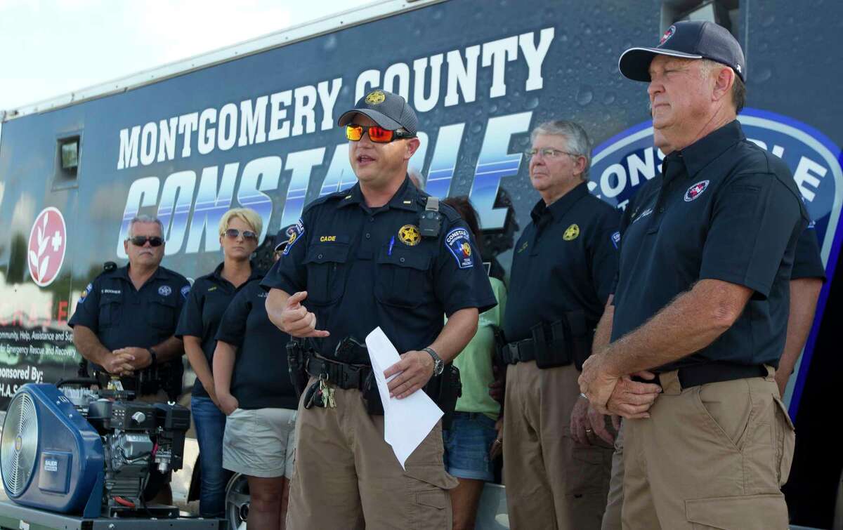 Lt. Tim Cade with the Montgomery County Precinct 1 Constable's Office speaks near Lake Conroe during a press conference, Thursday, July 20, 2017, in Conroe.