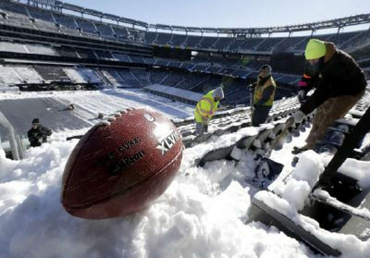 MetLife Stadium in East Rutherford, N.J., saw more than a foot of snow pile up as a storm descended on the New York metropolitan area this week.