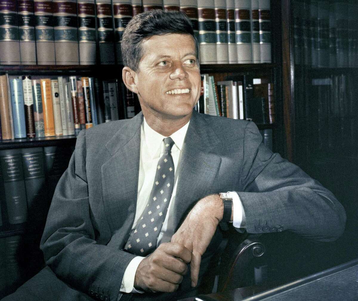 AP Photo, File In this Feb. 27, 1959, file photo, Sen. John F. Kennedy, D-Mass., is shown in his office in Washington. Monday, May 29, 2017 marks the 100-year anniversary of the birth of Kennedy, who went on to become the 35th President of the United States.