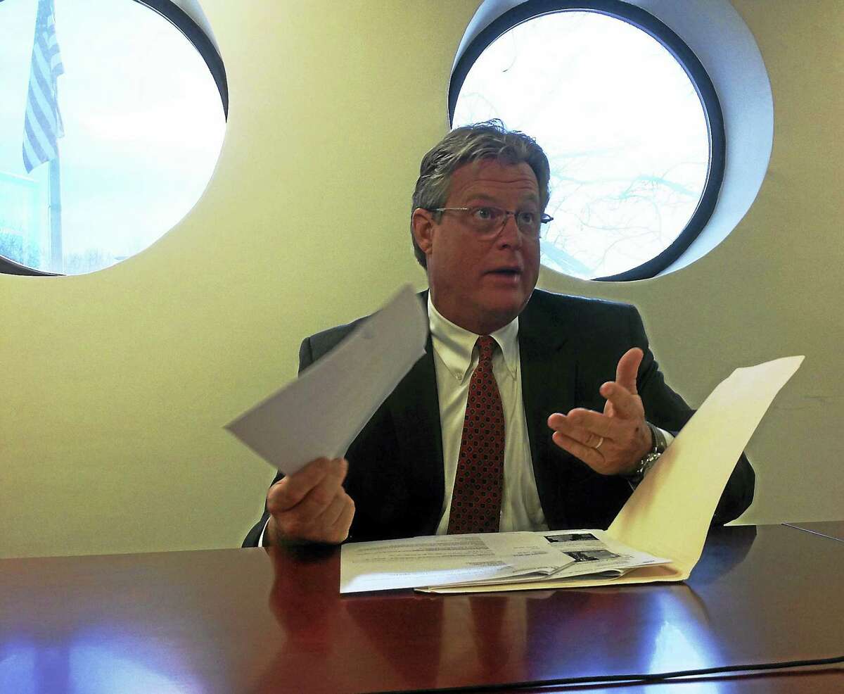 (New Haven Register) State Sen. Ted Kennedy Jr., D-Branford, co-chairman of the General Assembly’s Environment Committee, speaks to the New Haven Register Editorial Board.