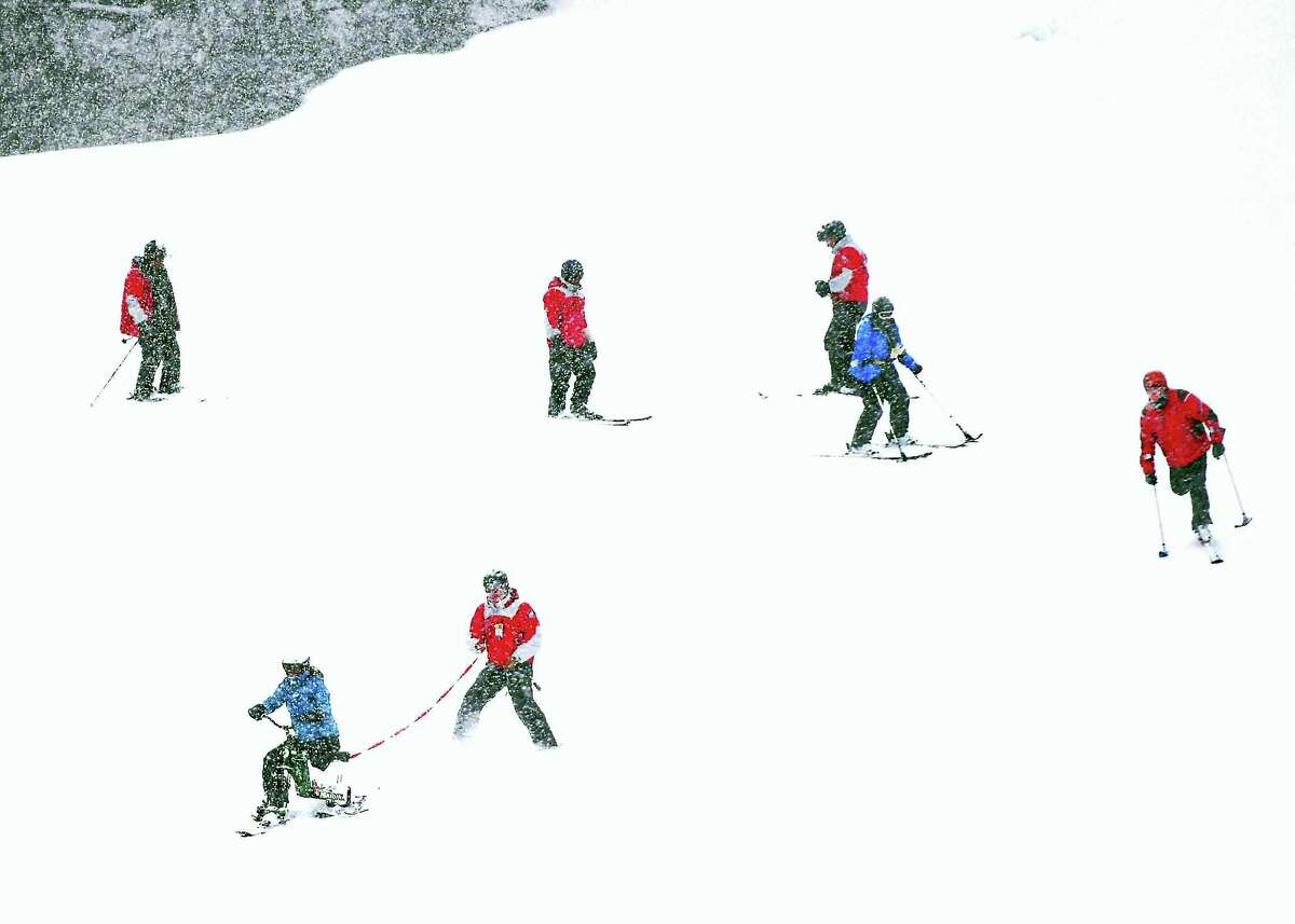 Skiers at Mount Southington in Plantsville.