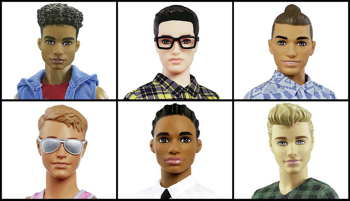 This photo combo of images provided by Mattel shows a variety of Ken dolls now available from Mattel. Mattel announced Tuesday, June 20, 2017, that the company is introducing 15 new looks for the male doll, giving him new skin tones, body shapes and hair styles. The makeover is part of the toy company’s plan to make its dolls more diverse and try to appeal to today’s kids, many of whom would rather pick up an iPad than a doll. Barbie received a similar overhaul more than a year earlier.