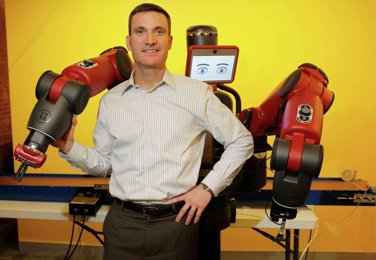 Jessica Rinaldi — The Washington Post Scott Eckert, chief executive of the Boston-based Rethink Robotics, defends his industry against critics who decry robots as job killers.