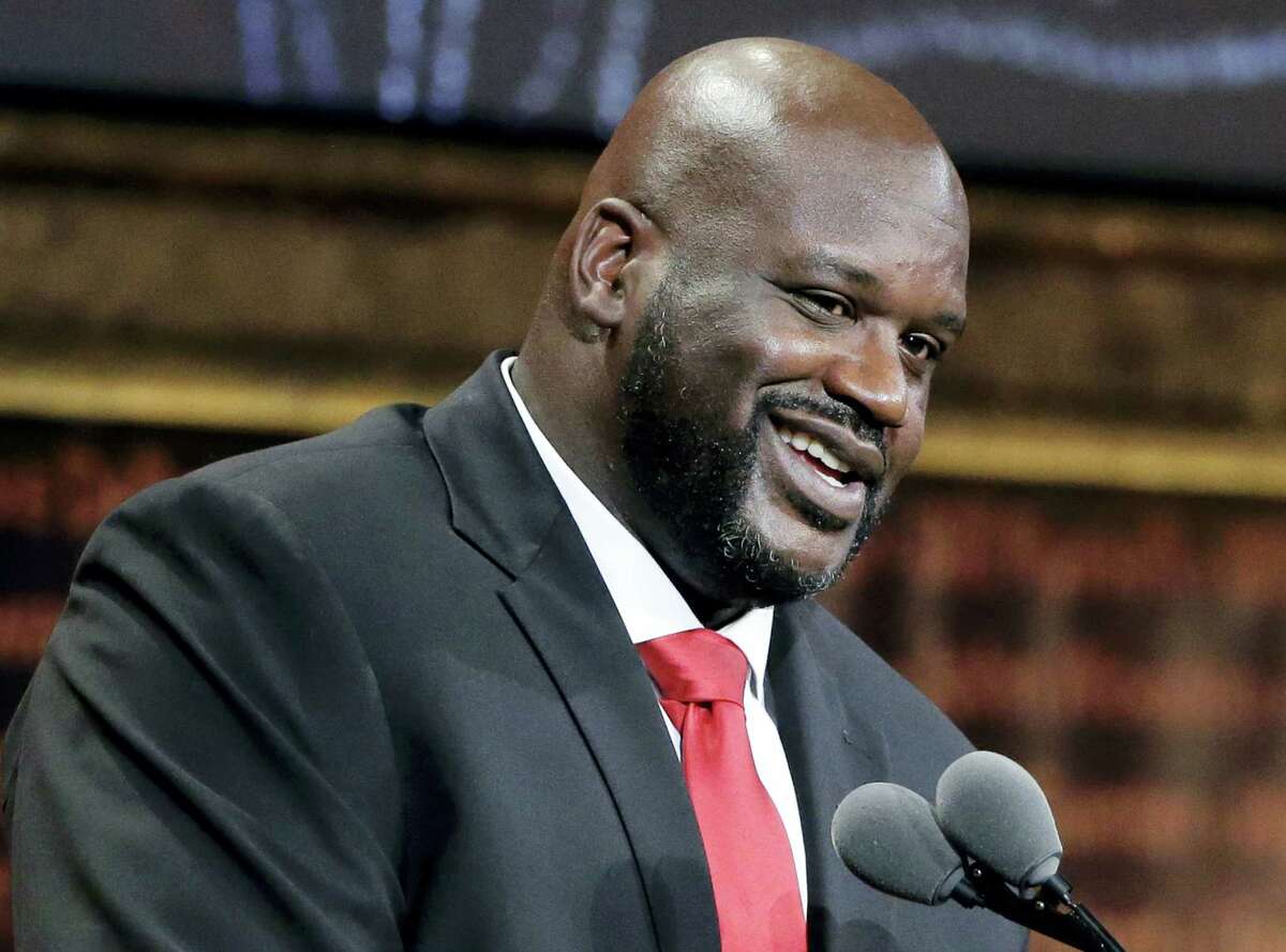 Basketball Hall of Fame inductee Shaquille O’Neal speaks during induction ceremonies at Symphony Hall on Sept. 9, 2016 in Springfield, Mass.