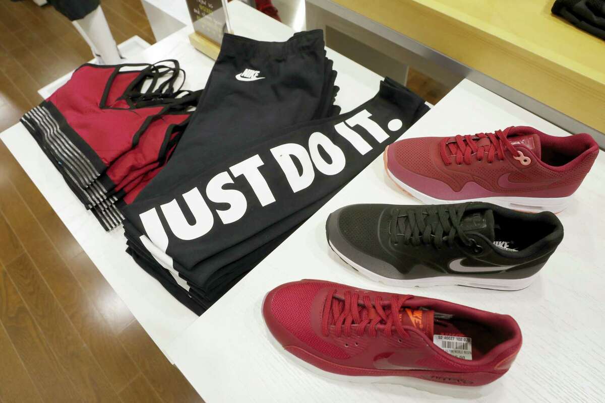 Nike products appear on display at the SIX:02 shop inside Foot Locker’s redesigned Manhattan flagship store in New York.