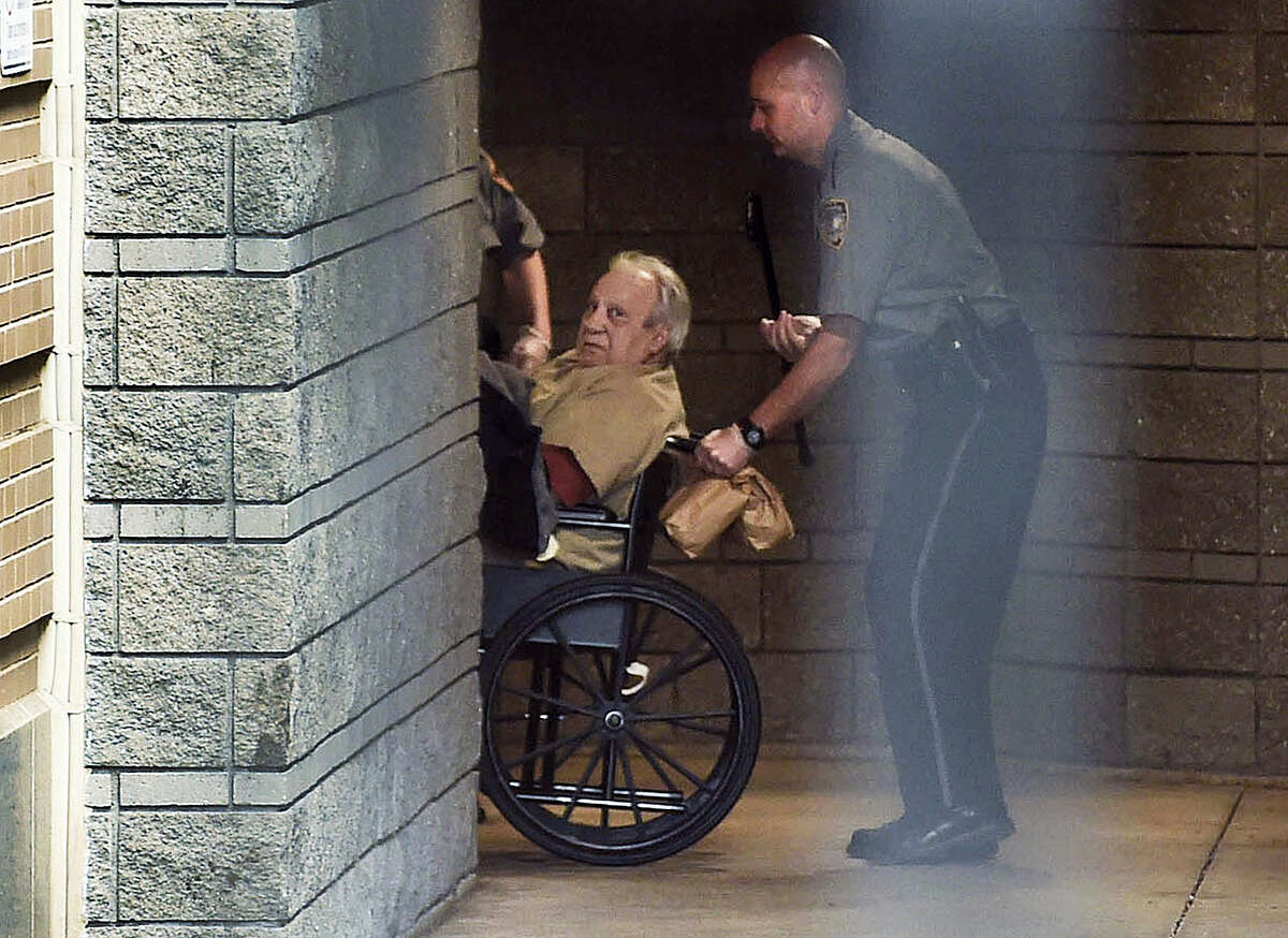 In this April 20, 2015, file photo, Robert Gentile is brought into the federal courthouse in a wheelchair for a hearing in Hartford, Conn. Gentile, who authorities say is the last surviving person of interest in the 1990 art heist from the Isabella Stewart Gardner Museum in Boston, is scheduled to plead guilty to unrelated weapons charges, Thursday, April 6, 2017, in federal court in Hartford.