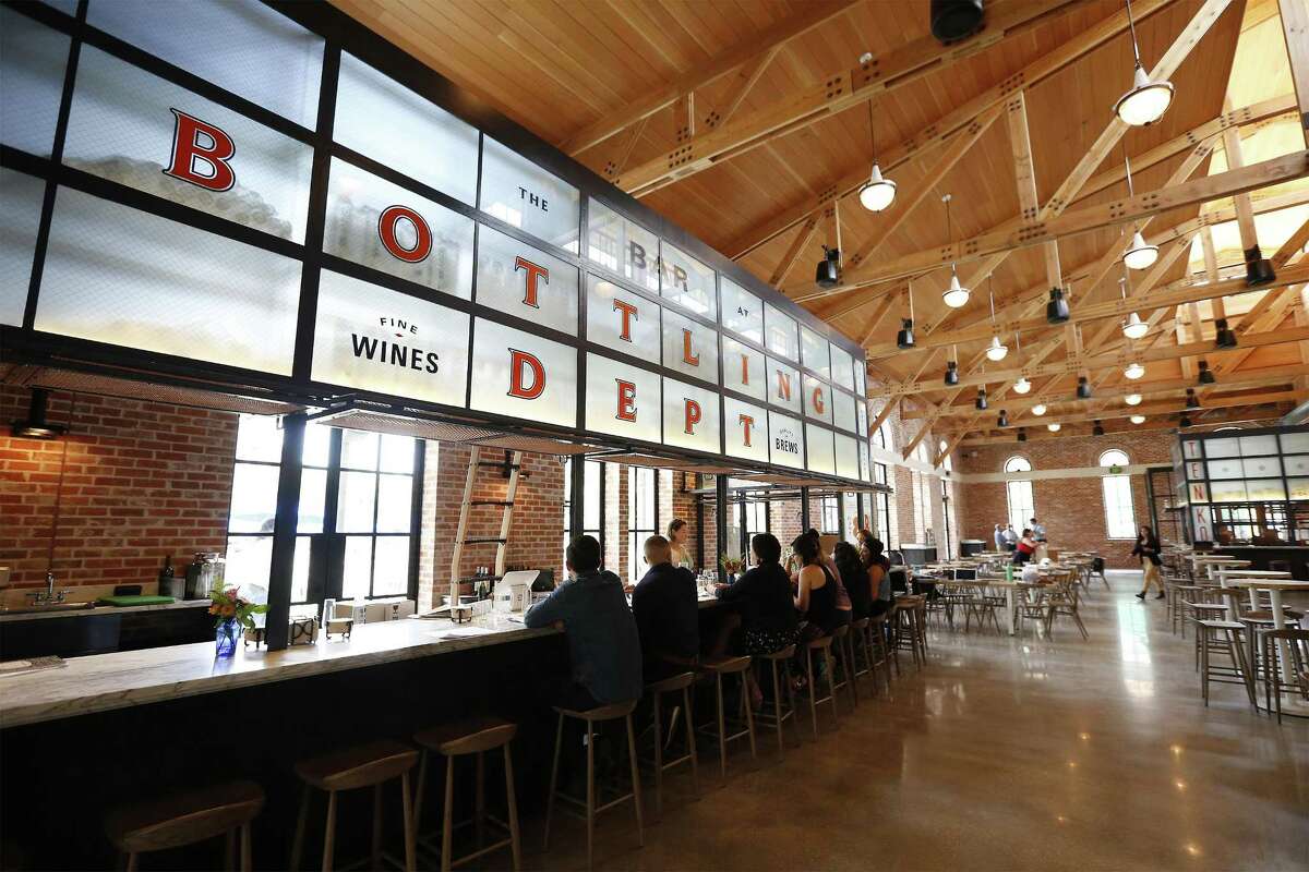 The Bottling Department food hall at The Pearl features five food vendors and a bar serving beer and wine.