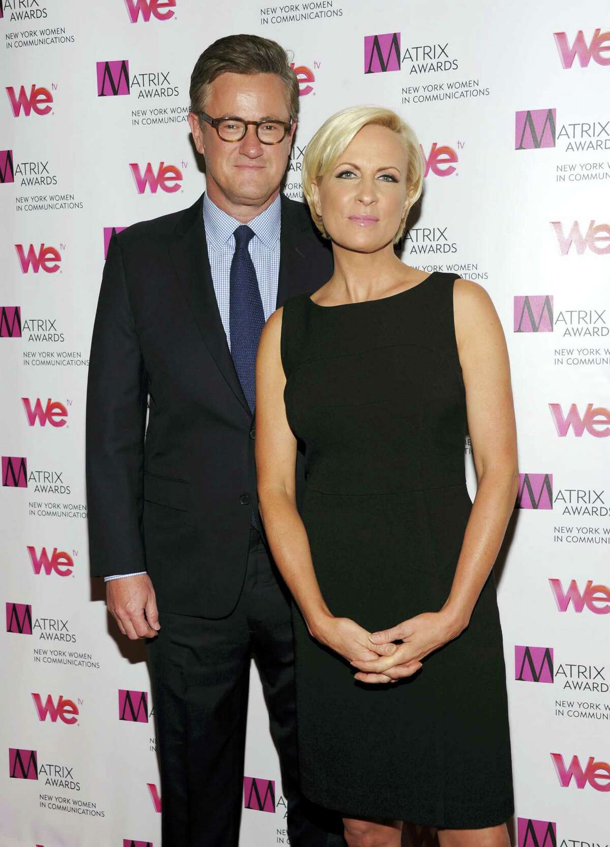 In this April 22, 2013 photo, MSNBC’s “Morning Joe” co-hosts Joe Scarborough and Mika Brzezinski, right, attend the 2013 Matrix New York Women in Communications Awards at the Waldorf-Astoria Hotel in New York. MSNBC confirmed May 4, 2017 that the “Morning Joe” co-hosts are engaged.