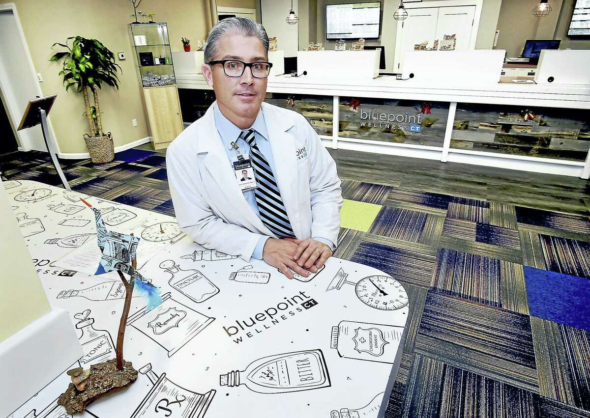 Pharmacist Nicholas Tamborrino, owner of Bluepoint Wellness of Connecticut, one of eight medical marijuana dispensaries in the state.
