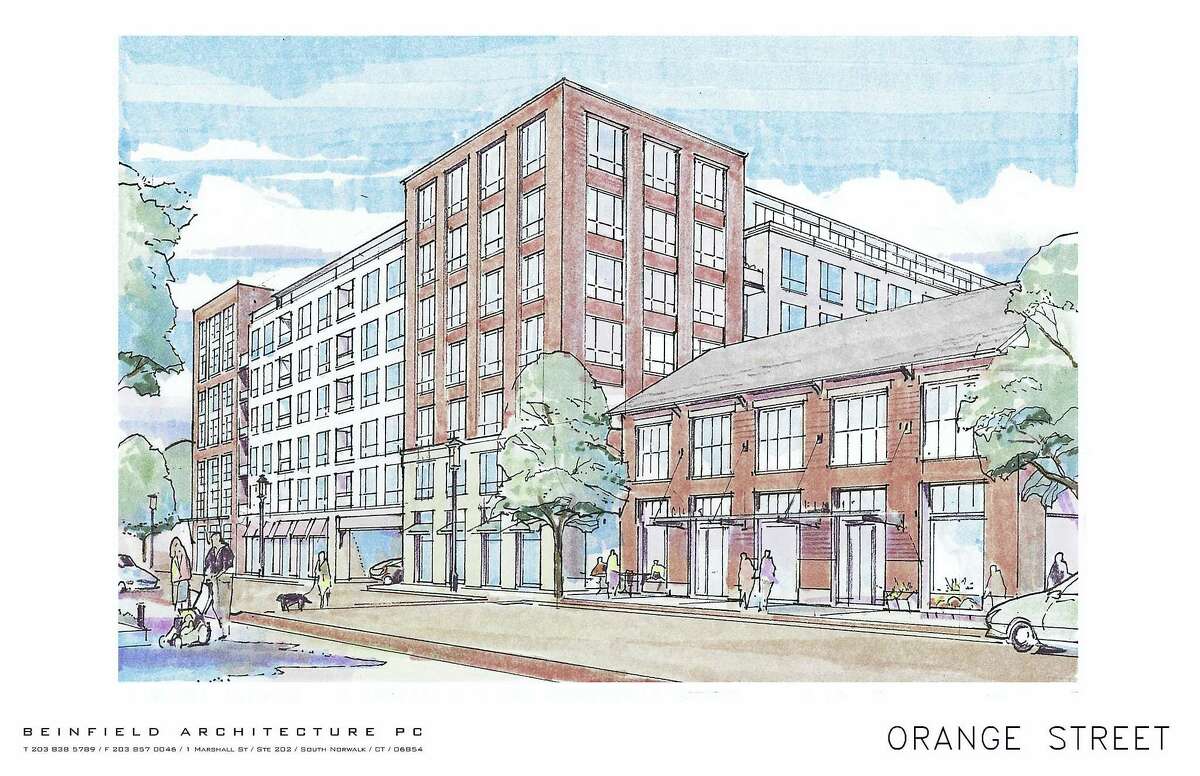 A rendering of proposal for the Spinnaker project at Audubon and Orange streets in New Haven.