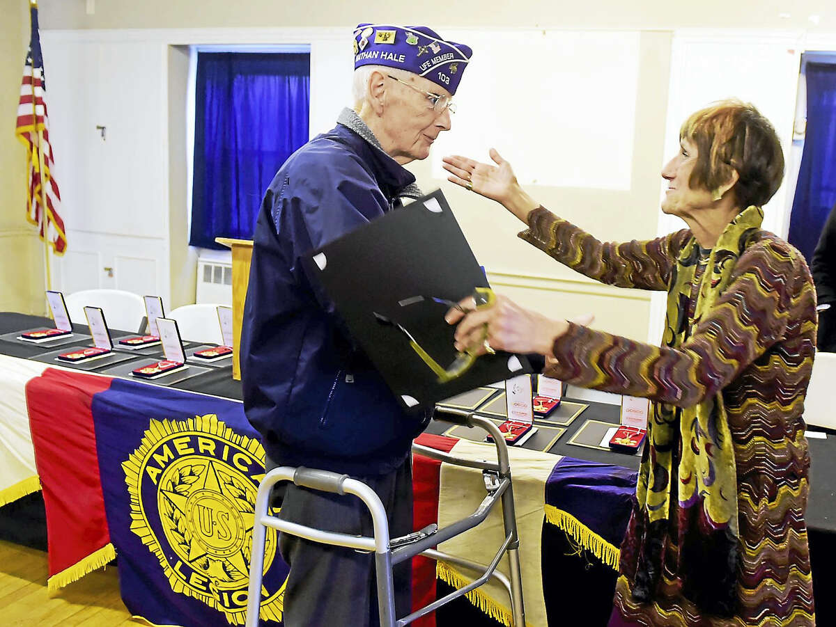 U.S. Rep. Rosa L. DeLauro honored former New Haven Police Chief William Farrell of New Haven, who served as sergeant in the Marine Corps 1st Marine Division and was wounded in combat twice and awarded two Purple Hearts, and 9 other local Korean War veterans with the Medal of Gratitude for service during the Korean War. The medals were awarded in a ceremony Thursday at the West Haven American Legion Post 71.