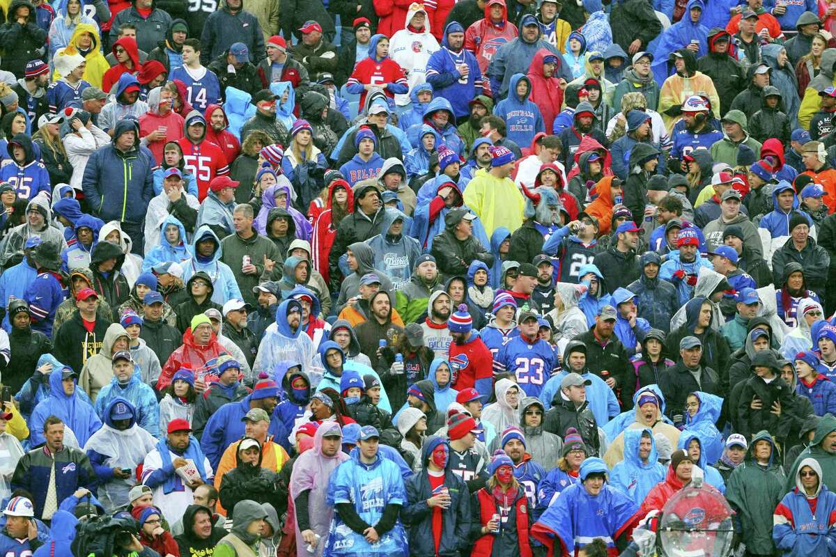 Fans watch during the first half of an NFL football game between the Buffalo Bills and the New England Patriots on Oct. 30, 2016 in Orchard Park, N.Y.