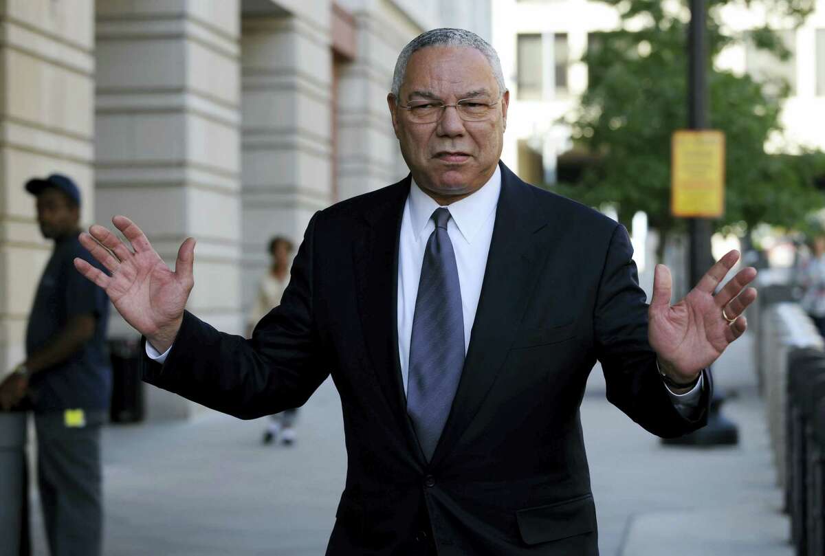 FILE - In this Oct. 10, 2008 file photo, former Secretary of State Colin Powell is seen in Washington. Powell says he sent Hillary Clinton a memo touting his use of a personal email account after she took over as the nation’Äôs top diplomat in 2009. (AP Photo/Susan Walsh, File)