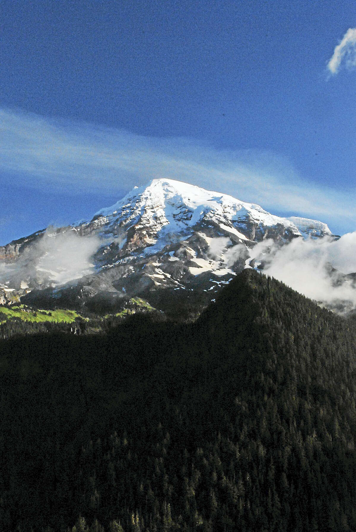 A view of Mt. Rainier just outside of Seattle, Washington. Mt. Rainier National Park is home to Mt. Rainier, an active volcano reaching 14,410 feet above sea level. (Anna Bisaro - New Haven Register)