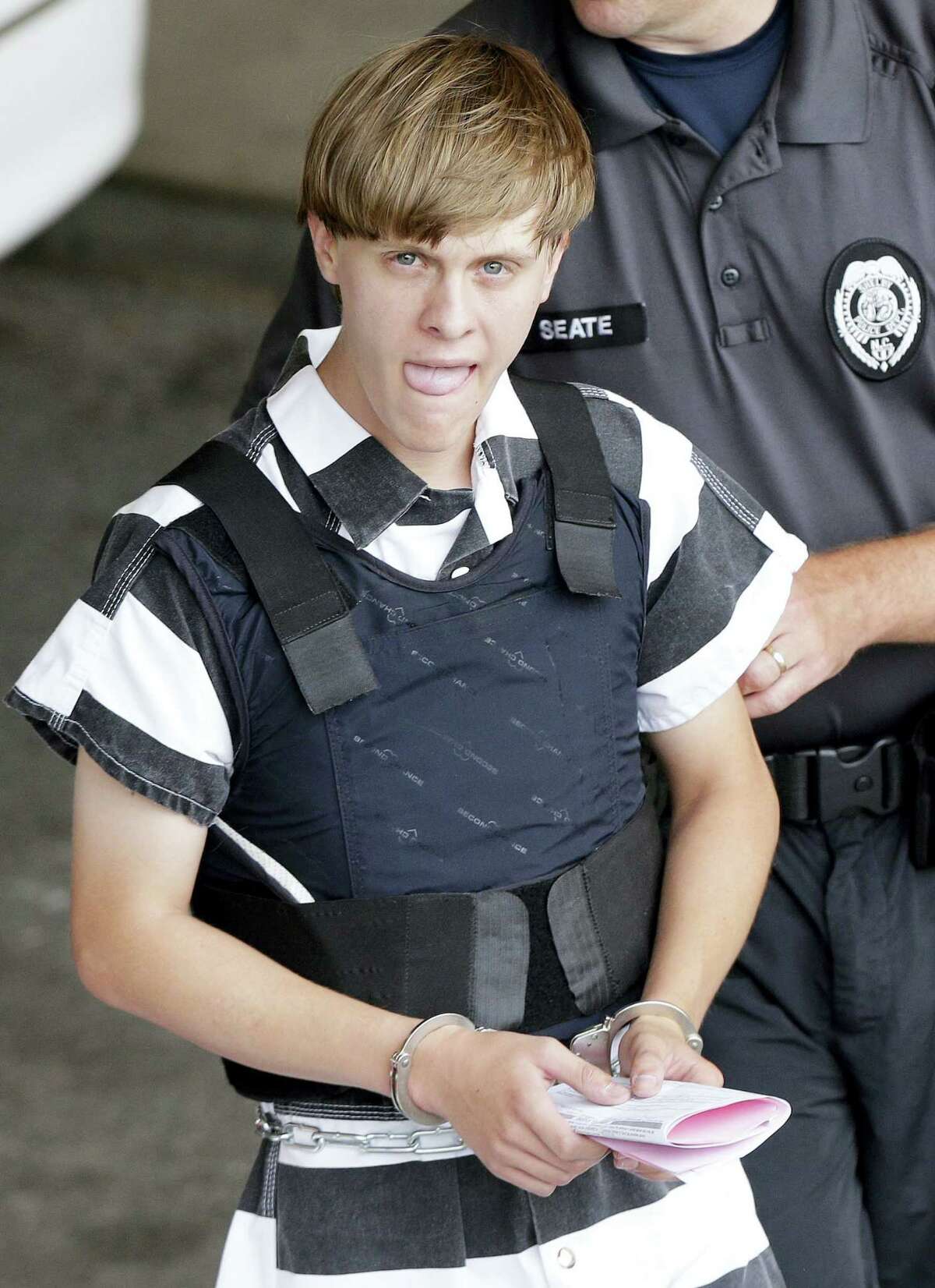 Dylann Storm Roof is escorted from the Cleveland County Courthouse in Shelby, N.C. in 2015.