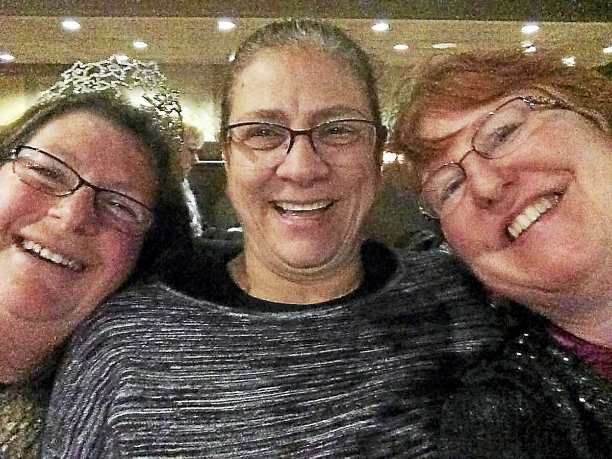 From left, best friends Sharon Hartstein, Linda Carman and Jeannette Brodeur enjoy a laugh and a selfie at the Hu Ke Lau in Chicopee, Massachusetts, for Hartstein’s birthday. Carman, a Middletown resident, went missing Sept. 18, 2016 while on a fishing trip with her son, Nathan Carman. (Contributed photos)