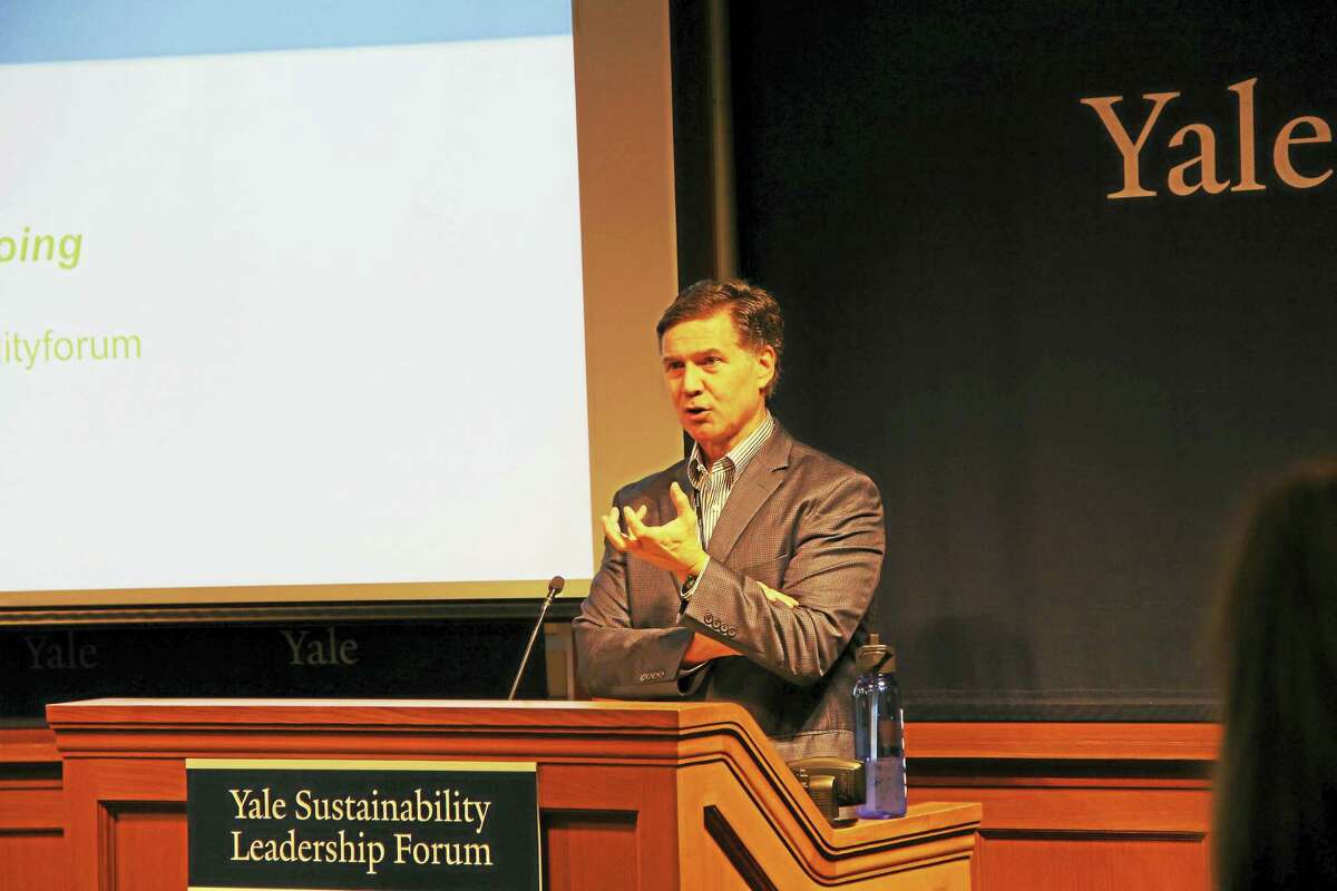 Hillhouse Professor of Enviromental Law and Policy Dan Esty opens first-ever Yale Sustainability Leadership Forum.