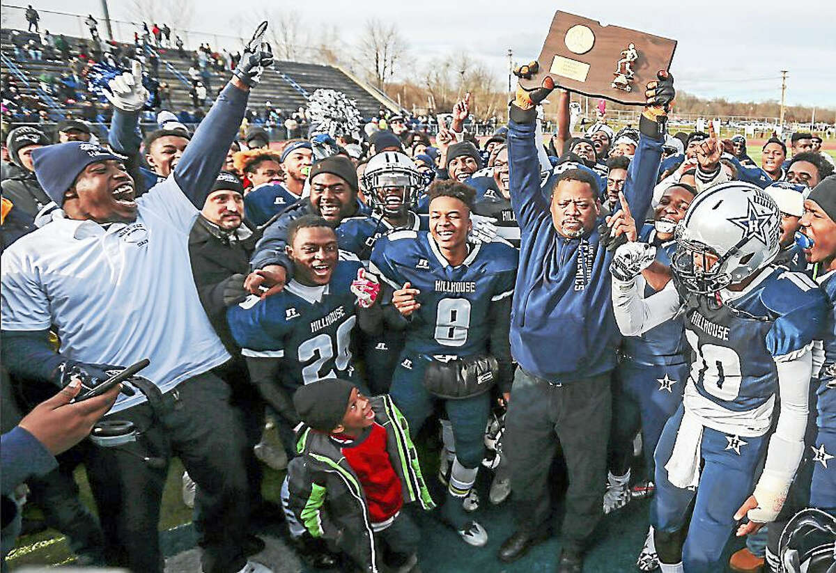The Academics of Hillhouse took the field against St Joseph Cadets this weekend in West Haven for the CIAC Class M State title game. Hillhouse defeated St Joseph 42-21 for the CIAC Crown.