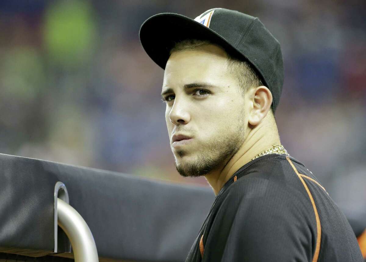 Miami Marlins pitcher Jose Fernandez is shown in the dugout before the start of a baseball game against the St. Louis Cardinals on June 23, 2015 in Miami.