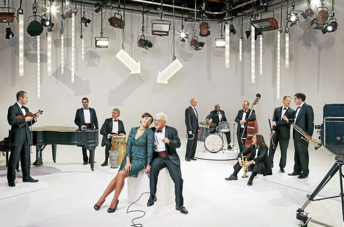 China Forbes and Thomas Lauderdale, center, with Pink Martini.