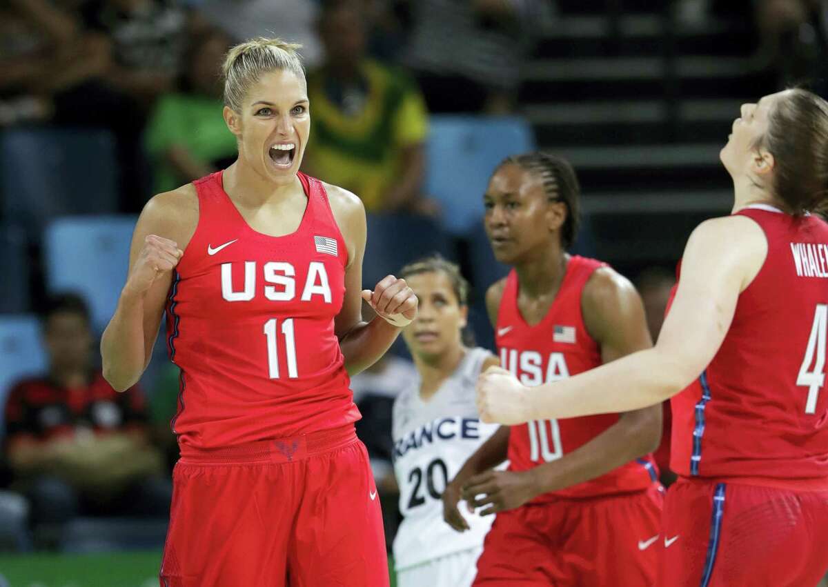 Elena Delle Donne (11) celebrates after score against France during Thursday’s Olympic semifinal.