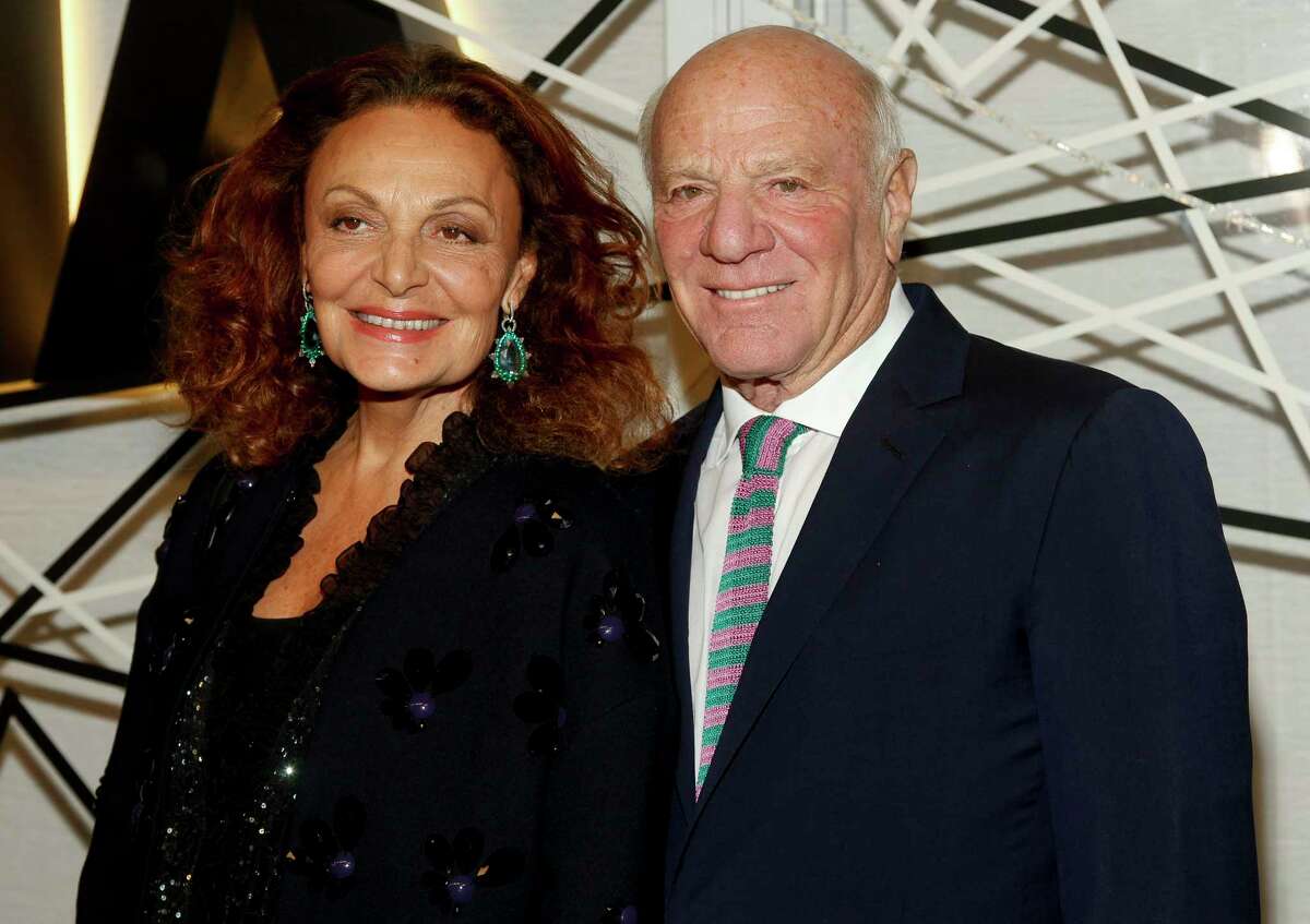 FILE - In this Nov. 10, 2014 file photo, fashion designer Diane von Furstenberg, left, and her husband, media mogul Barry Diller, attend the The Museum of Modern Art Film Benefit 2014, in New York. The two stepped forward some years ago with an idea and $250 million to transform Pier 55 on Manhattan's West Side into an undulating, futuristic island park and performance space. But the project, dubbed "Diller Island," has been opposed by another New York real estate tycoon: developer Douglas Durst. (Photo by Andy Kropa/Invision/AP, File) ORG XMIT: NYR405