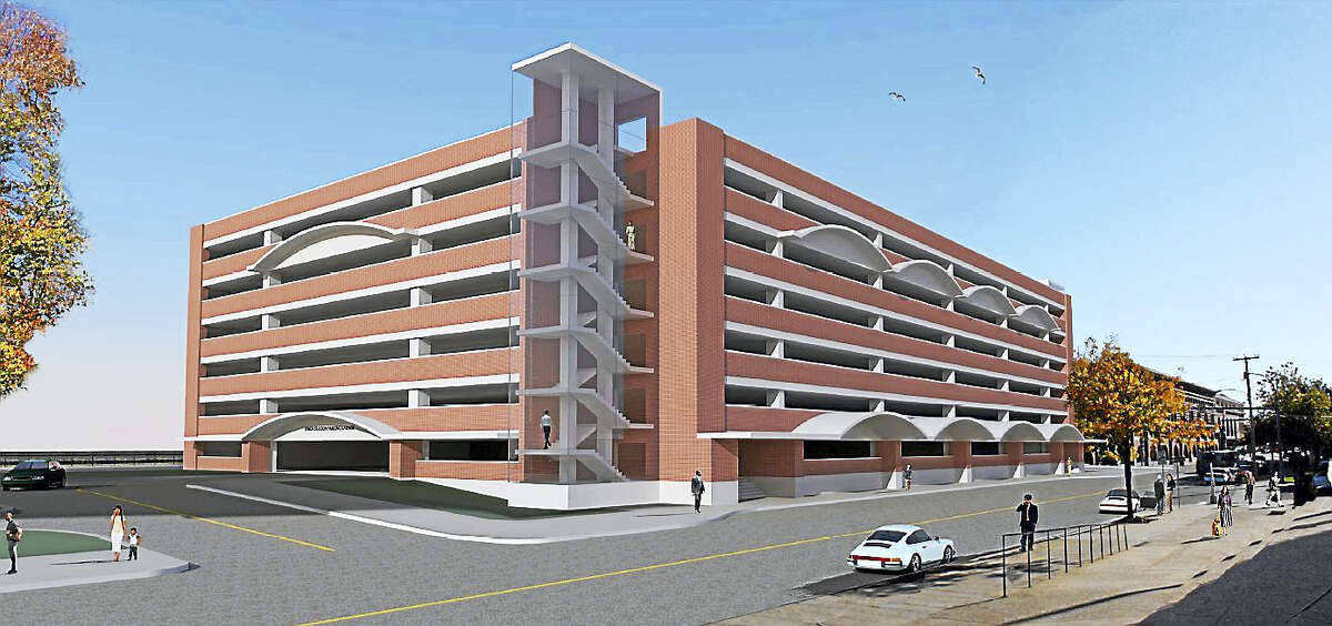 Rendition provided by the state Department of Transportation of the proposed new garage at New haven’s Union Station, as it looked in June. The DOT said it is likely to be revised as the agency is seeking input from the city.