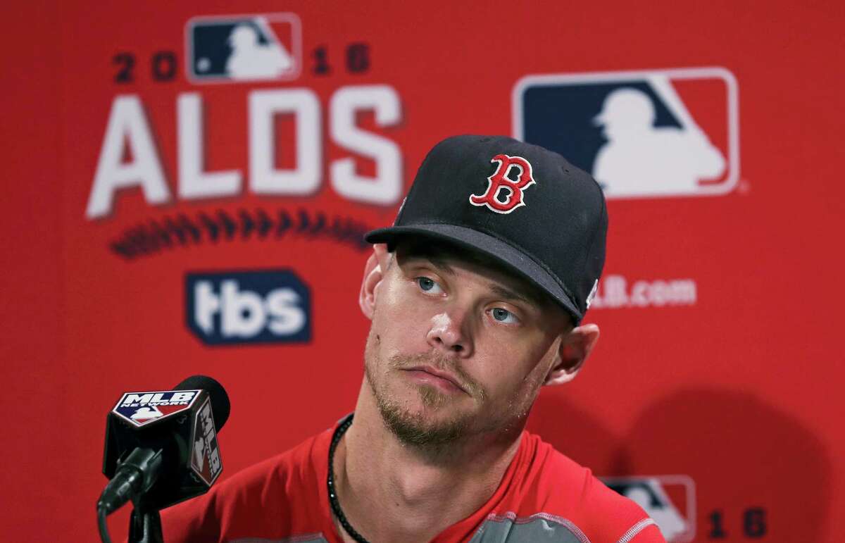 Red Sox starting pitcher Clay Buchholz listens to a reporter’s question during a news conference on Saturday.
