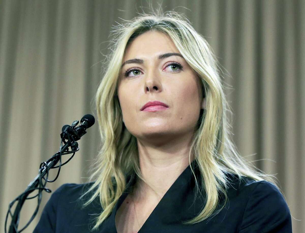 In this Monday March 7, 2016 photo, tennis star Maria Sharapova speaks about her failed drug test at the Australia Open during a news conference in Los Angeles. The highest court in sports has cut Maria Sharapova’s two-year doping ban to 15 months.