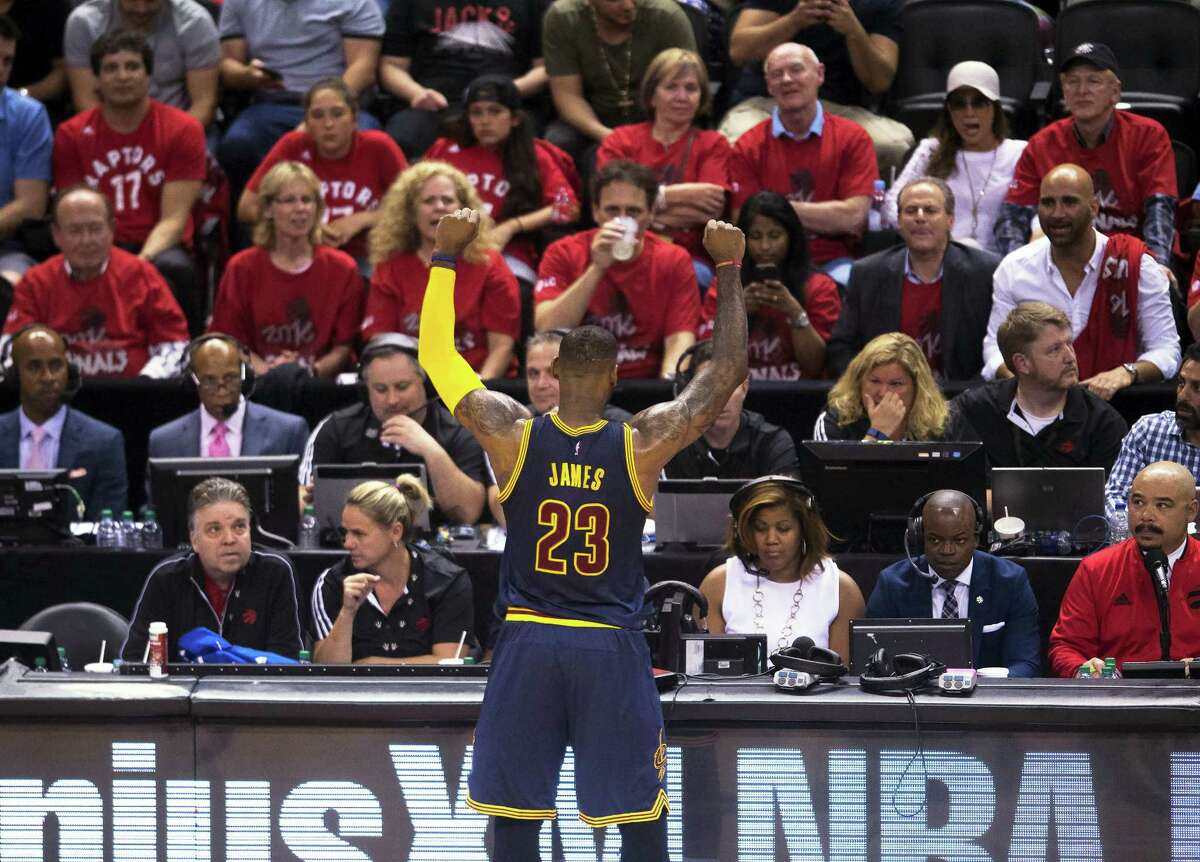 Cavaliers forward LeBron James reacts to the crowd during the second half of Game 6 of the Eastern Conference Finals on Friday.
