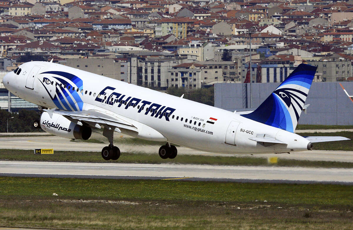 This is a April 2014 image of an EgyptAir Airbus A320 with the registration SU-GCC taking off from Istanbul Atatürk Airport, Turkey. Egyptian aviation officials said on Thursday May 19, 2016, that an EgyptAir flight MS804 with the registration SU-GCC, travelling from Paris to Cairo with 66 passengers and crew on board has crashed. The officials say the search is now underway for the debris.