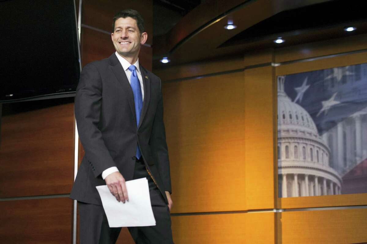 House Speaker Paul Ryan of Wis. arrives for a news conference on Capitol Hill in Washington Thursday following his meeting with Republican presidential candidate Donald Trump.