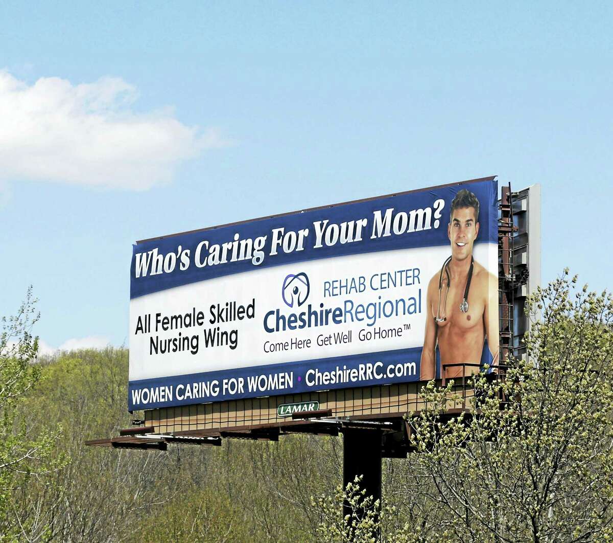 Cheshire Regional Rehab Center’s billboard on Interstate 84 has been taken down and will be replaced after public outcry.
