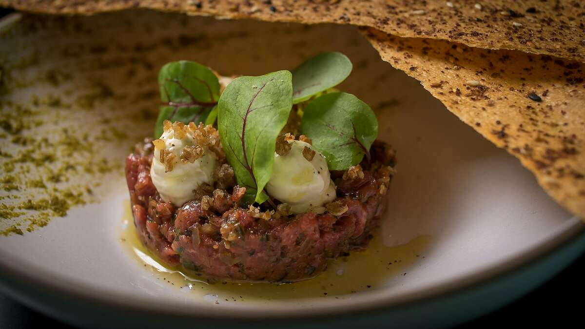 Napa Valley Lamb Tartare at Acacia in St. Helena, Calif., is seen on July 23rd, 2017.