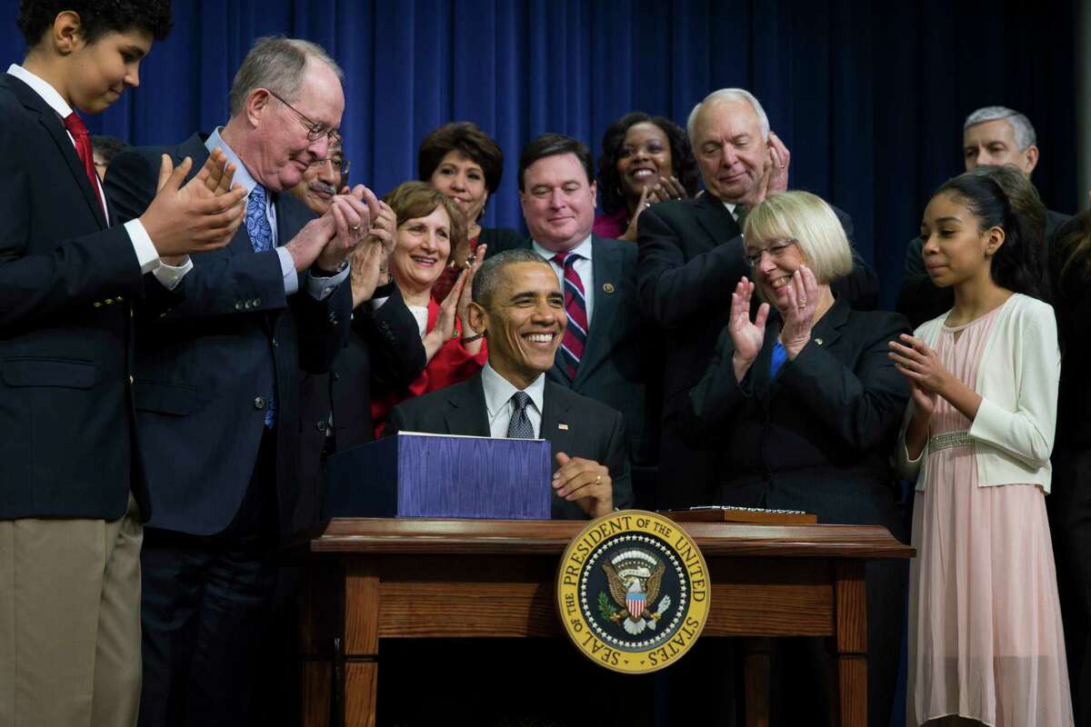 President Barack Obama speaks before signing the “Every Student Succeeds Act,” a major education law setting U.S. public schools on a new course of accountability on Dec. 10, 2015 in Washington. The law will change the way teachers are evaluated and how the poorest performing schools are pushed to improve.