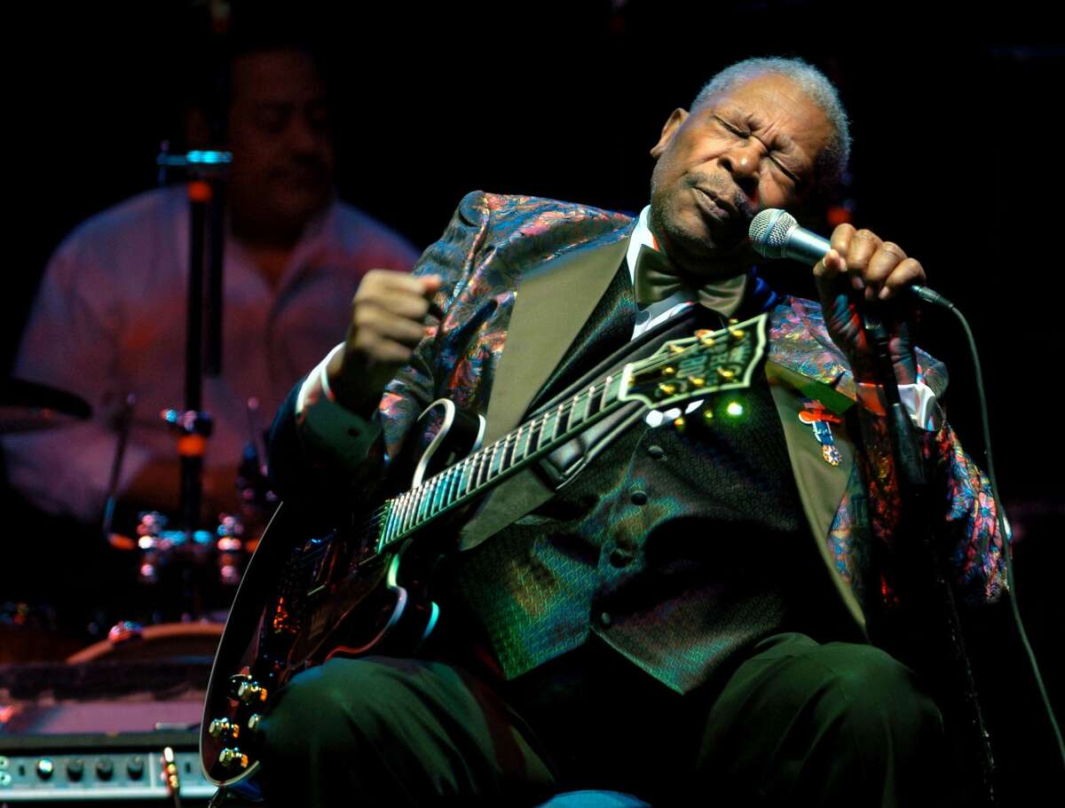 FILE - In this Feb. 16, 2007 file photo, B.B. King performs at the Wicomico Youth and Civic Center, in Salisbury, Md. The body of blues legend B.B. King will be flown on Wednesday, May 20, 2015, to Memphis, Tennessee, the place where a young King won the nickname Beale Street Blues Boy, then will return to the Mississippi Delta where his life and career began. King, whose scorching guitar licks and heartfelt vocals made him the idol of generations of musicians and fans while earning him the nickname King of the Blues, died Thursday, May 14, at home in Las Vegas. He was 89.