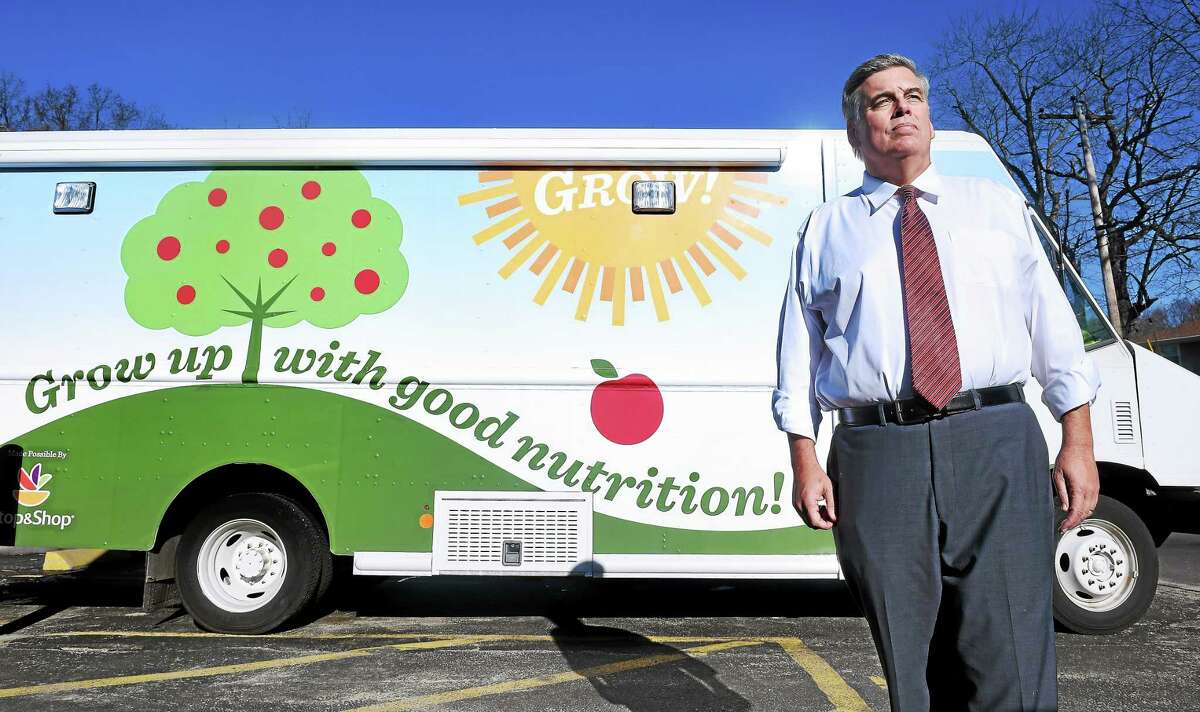 Rob Levine, President and CEO of the Connecticut Food Bank, is photographed in front of the food bank in East Haven on 1/13/2015.