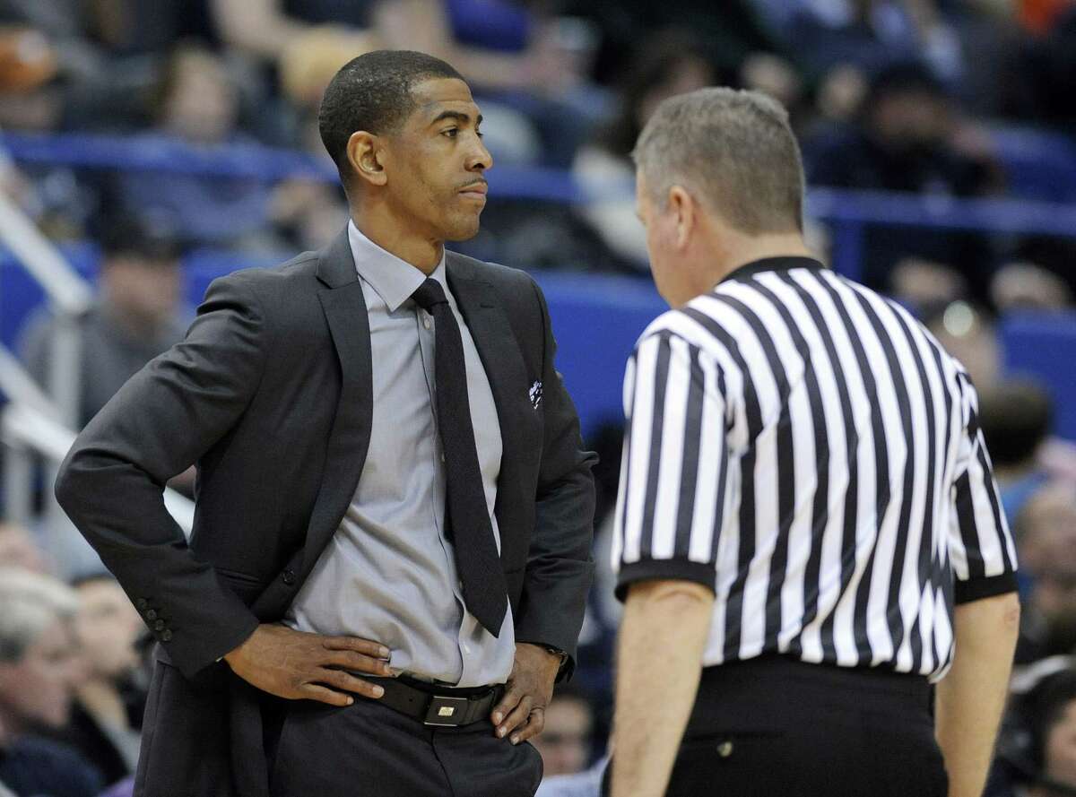 UConn coach Kevin Ollie reacts to a call during a recent game.