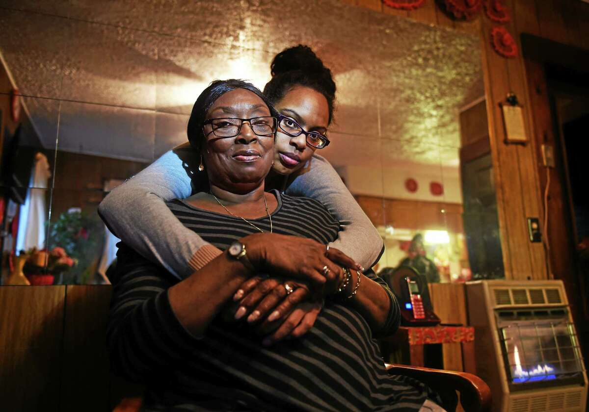Barbara Townsend, left, and her granddaughter Daphney Townsend both of New Haven, the mother and daughter of murder victim Mary Townsend.